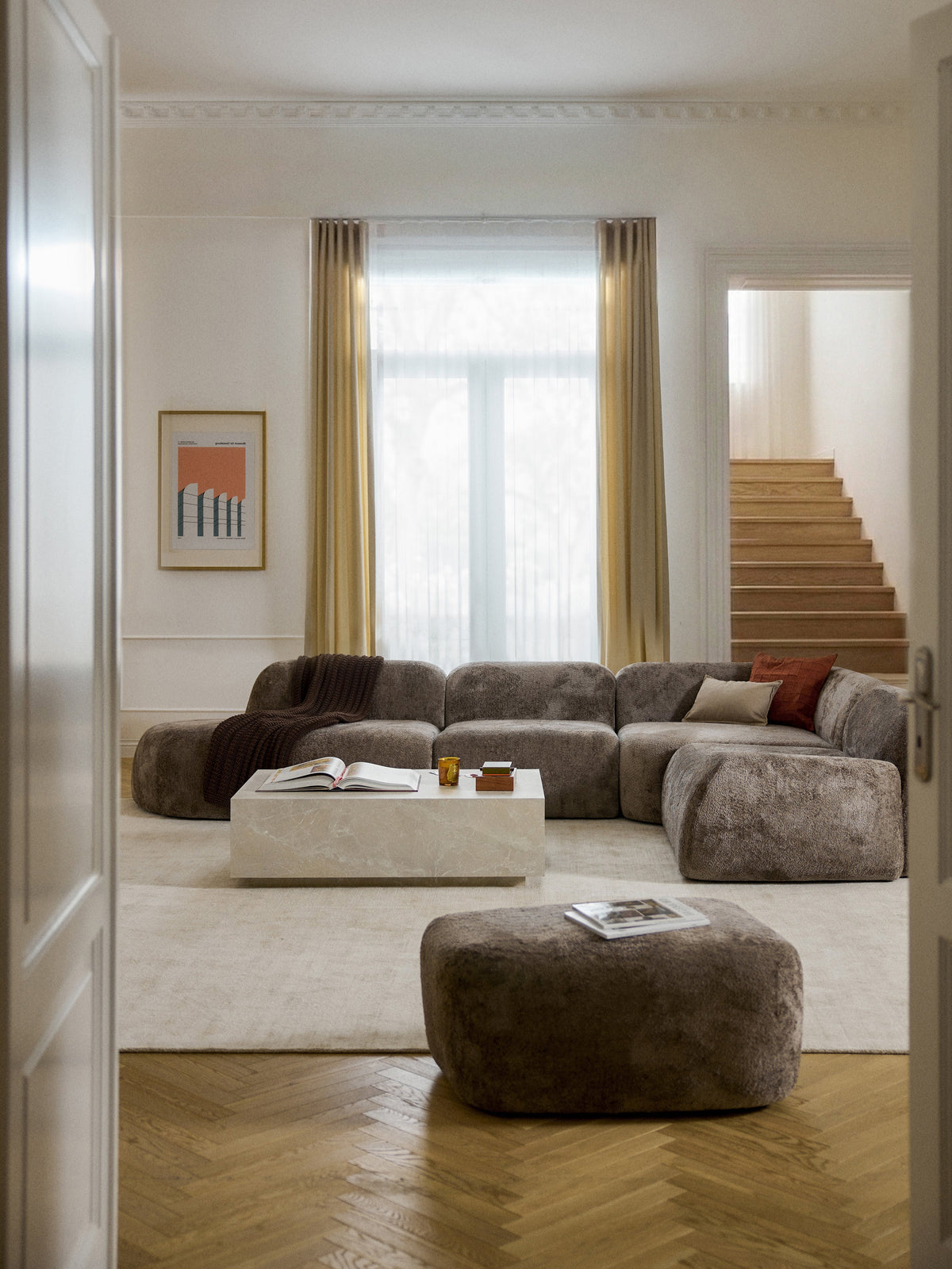 Wolskane XL Modular Teddy Bouclé Corner Sofa with Chaise Longue