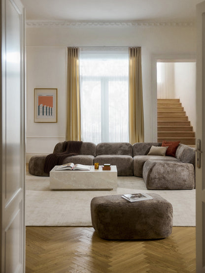 Wolskane XL Modular Teddy Bouclé Corner Sofa with Chaise Longue