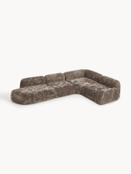 Wolskane XL Modular Teddy Bouclé Corner Sofa with Chaise Longue